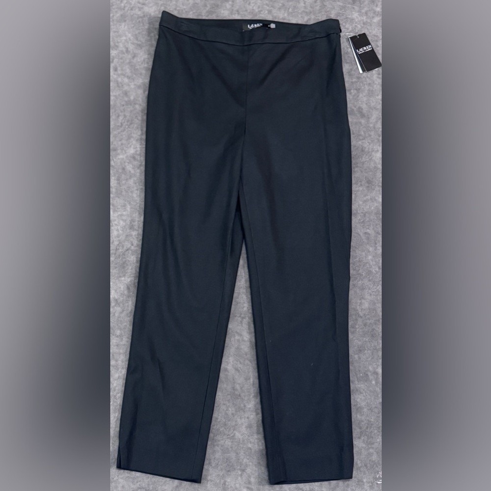NWT Women Lauren RALPH LAUREN Black High-Rise Cotton-Blend Cropped Pant Sz 10&12 - Picture 6 of 8